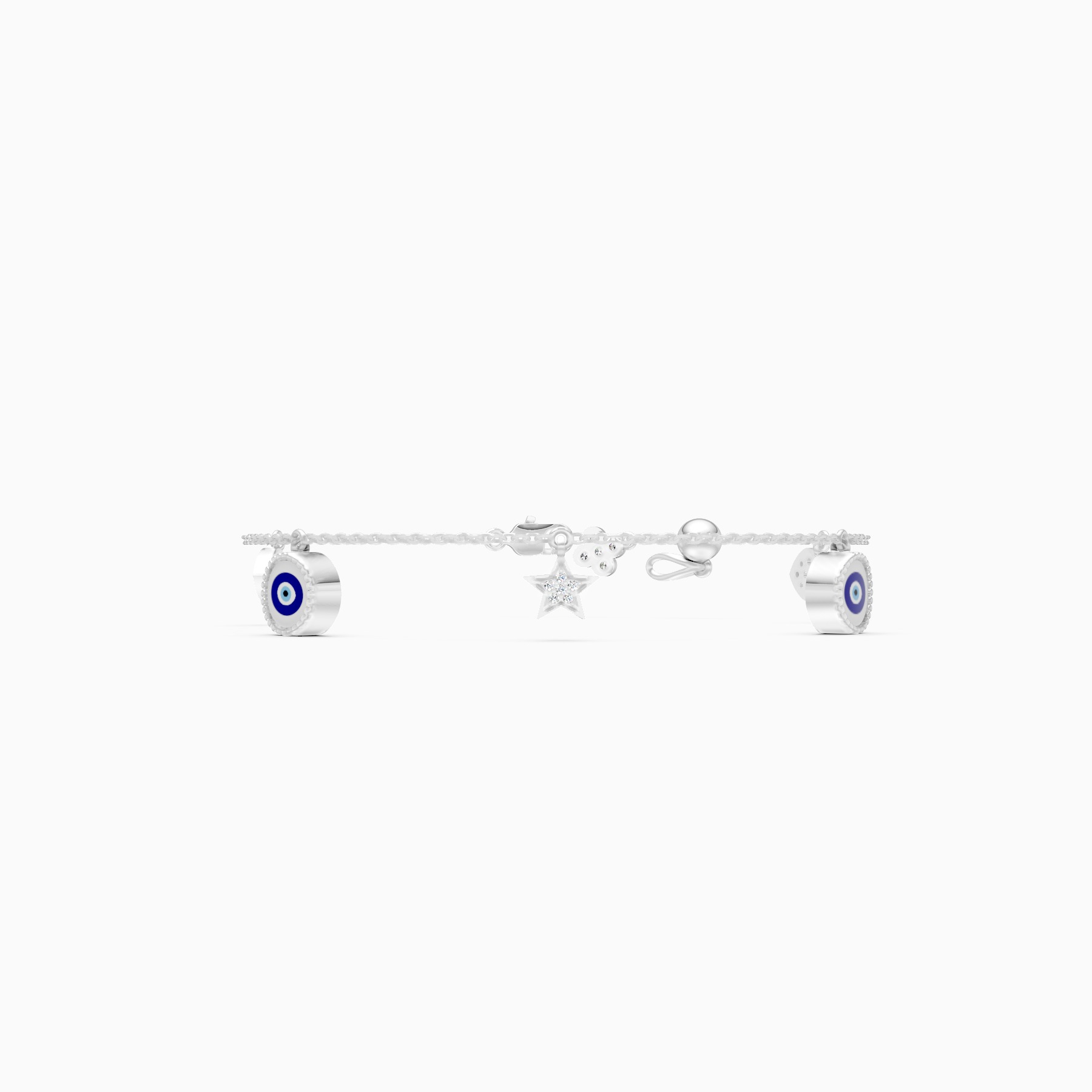 Evil Eye & Heart Charm Lab Grown Diamond Bracelet